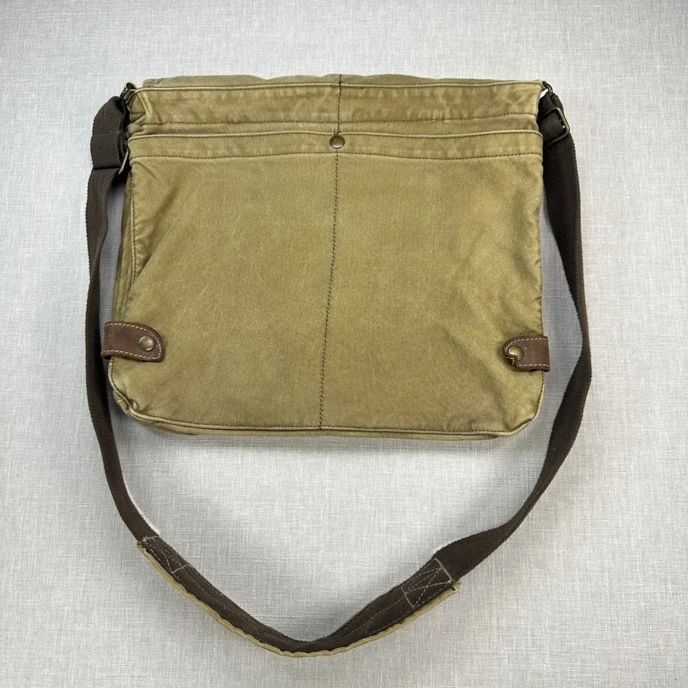 Vtg American Eagle Messenger Bag Khaki Canvas Utility Crossbody Adjustable Strap